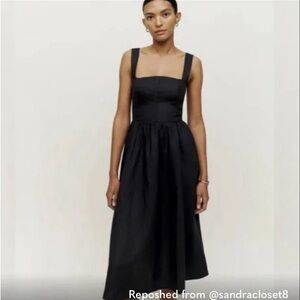 Reformation Tagliatelle Linen Dress Black